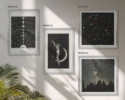 Tavelvägg med 4 tavlor motiv av solsystemets galax