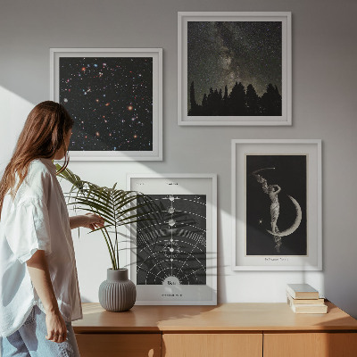 Tavelvägg med 4 tavlor Solsystemets galax