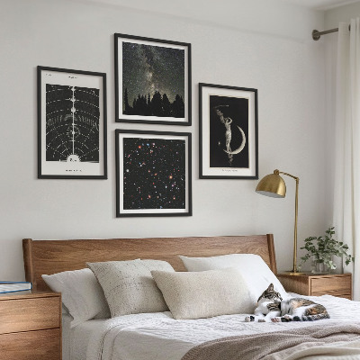 Tavelvägg med 4 tavlor Solsystemets galax