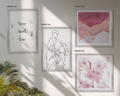 Tavelvägg med 4 tavlor Blommor familj minimalistisk