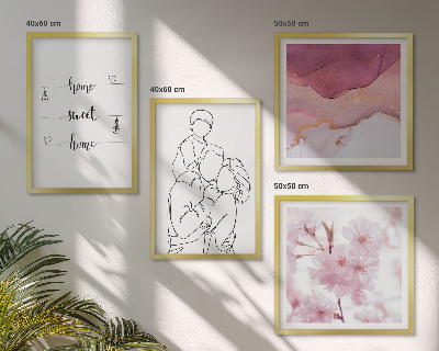 Tavelvägg med 4 tavlor Blommor familj minimalistisk
