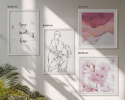 Tavelvägg med 4 tavlor Blommor familj minimalistisk
