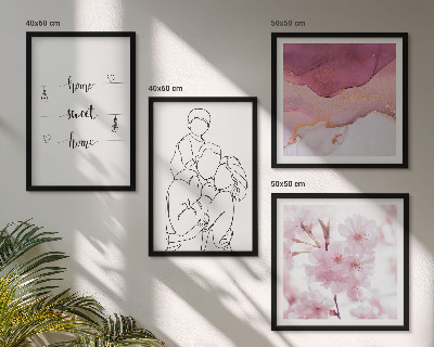 Tavelvägg med 4 tavlor Blommor familj minimalistisk