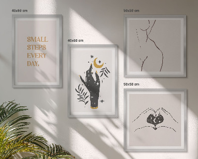 Set om 4 tavlor Minimalistiska boho-illustrationer