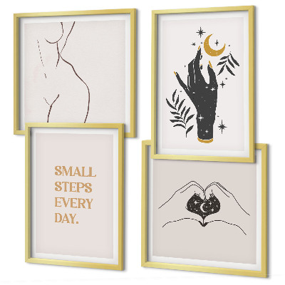Set om 4 tavlor Minimalistiska boho-illustrationer