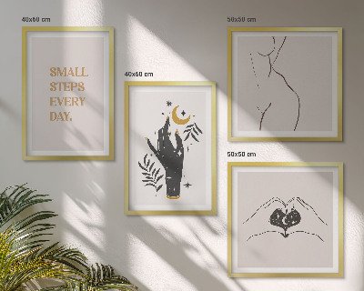Set om 4 tavlor Minimalistiska boho-illustrationer