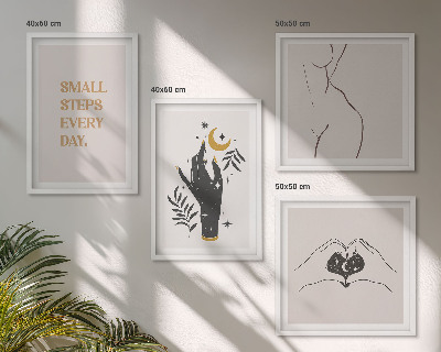 Set om 4 tavlor Minimalistiska boho-illustrationer