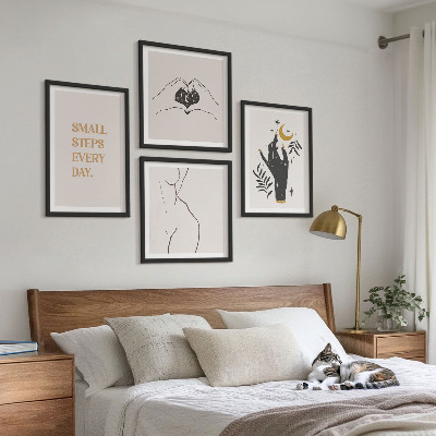 Set om 4 tavlor Minimalistiska boho-illustrationer
