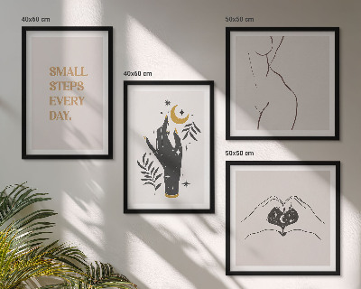 Set om 4 tavlor Minimalistiska boho-illustrationer