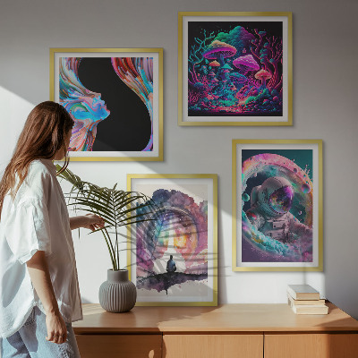 Set om 4 tavlor Färgglada fantasikonstillustrationer
