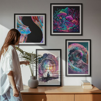 Set om 4 tavlor Färgglada fantasikonstillustrationer