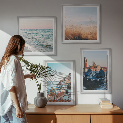 Set om 4 tavlor Utsikt över Venedig vid havet