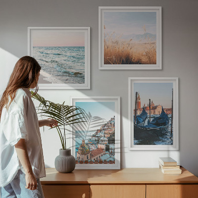 Set om 4 tavlor Utsikt över Venedig vid havet
