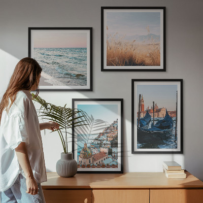 Set om 4 tavlor Utsikt över Venedig vid havet