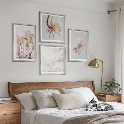 Tavelvägg ovanför soffa Elegant gräsblommor i marmor