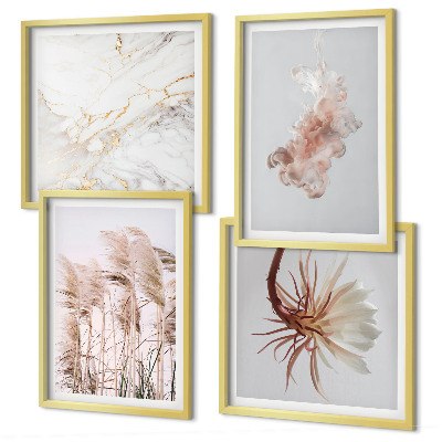 Tavelvägg ovanför soffa Elegant gräsblommor i marmor