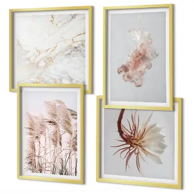 Tavelvägg med gräsblommor i marmor elegant motiv för tavla ovanför soffan