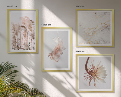 Tavelvägg ovanför soffa Elegant gräsblommor i marmor