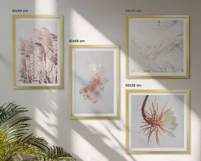 Tavelvägg med gräsblommor i marmor elegant motiv för tavla ovanför soffan