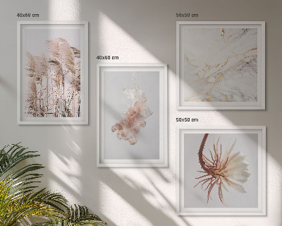 Tavelvägg ovanför soffa Elegant gräsblommor i marmor