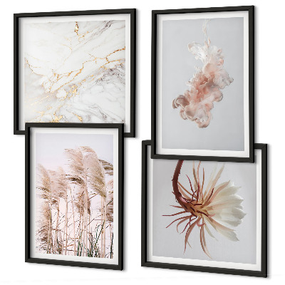 Tavelvägg ovanför soffa Elegant gräsblommor i marmor