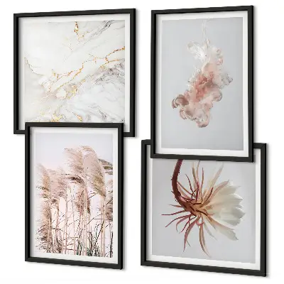 Tavelvägg med gräsblommor i marmor elegant motiv för tavla ovanför soffan