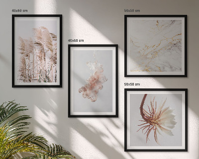 Tavelvägg ovanför soffa Elegant gräsblommor i marmor