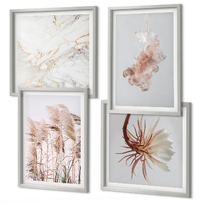 Tavelvägg ovanför soffa Elegant gräsblommor i marmor