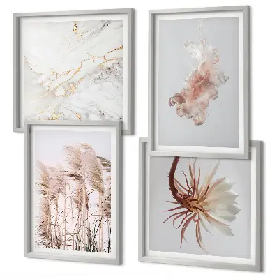 Tavelvägg med gräsblommor i marmor elegant motiv för tavla ovanför soffan