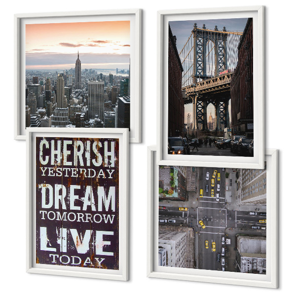 Set om 4 tavlor Citat om New Yorks landskap