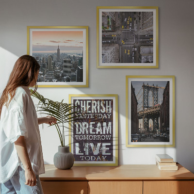 Set om 4 tavlor Citat om New Yorks landskap