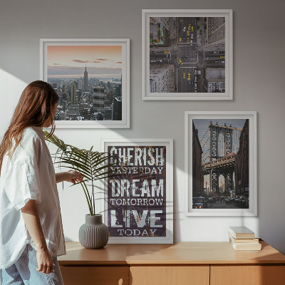 Set om 4 tavlor Citat om New Yorks landskap