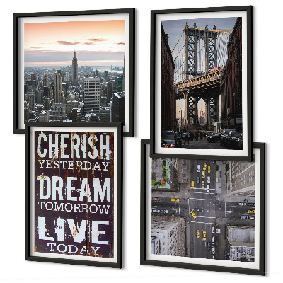 Set om 4 tavlor Citat om New Yorks landskap