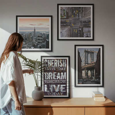 Set om 4 tavlor Citat om New Yorks landskap