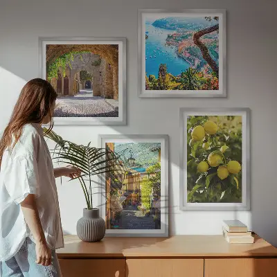 Tavelvägg Strandgator motiv med citronhav