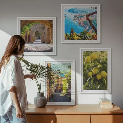 Tavelvägg Strandgator motiv med citronhav