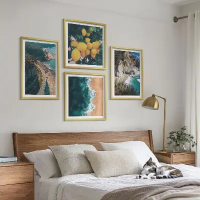 Tavelset Havsstrand citroner berg set om 4 tavlor