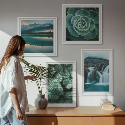 Tavelvägg närbilder av suckulenta växtblad