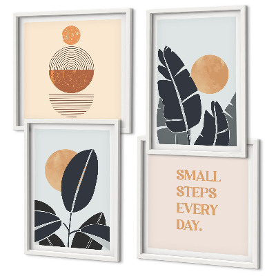 Tavelvägg med 4 tavlor Växtmönster stora minimalistiska solar