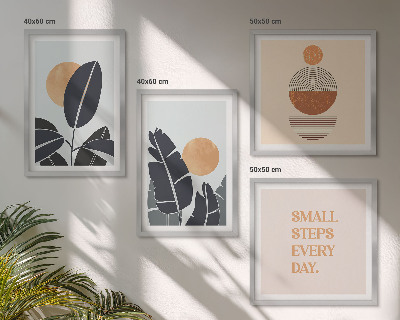 Tavelvägg med 4 tavlor Växtmönster stora minimalistiska solar