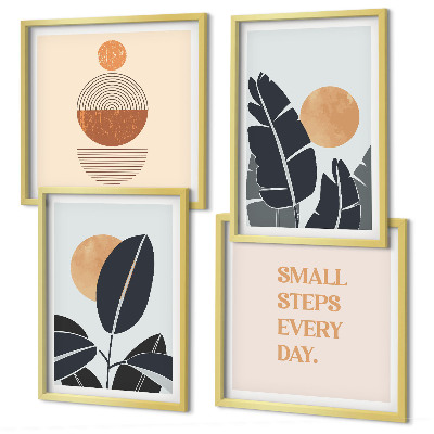 Tavelvägg med 4 tavlor Växtmönster stora minimalistiska solar