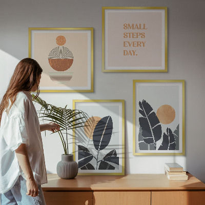 Tavelvägg med 4 tavlor Växtmönster stora minimalistiska solar
