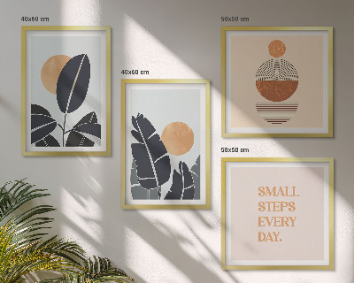 Tavelvägg med 4 tavlor Växtmönster stora minimalistiska solar