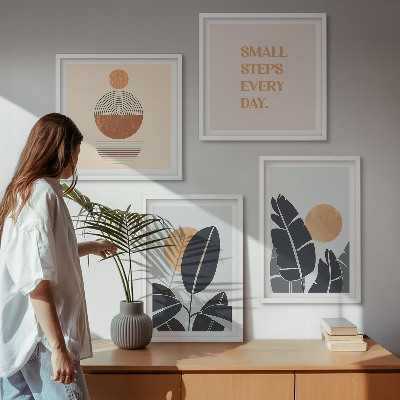 Tavelvägg med 4 tavlor Växtmönster stora minimalistiska solar
