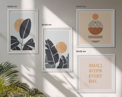 Tavelvägg med 4 tavlor Växtmönster stora minimalistiska solar