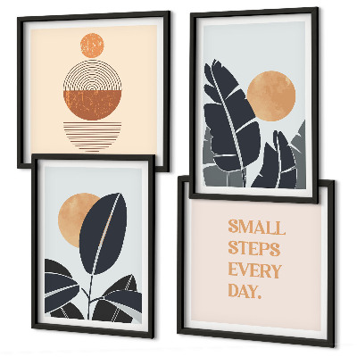 Tavelvägg med 4 tavlor Växtmönster stora minimalistiska solar