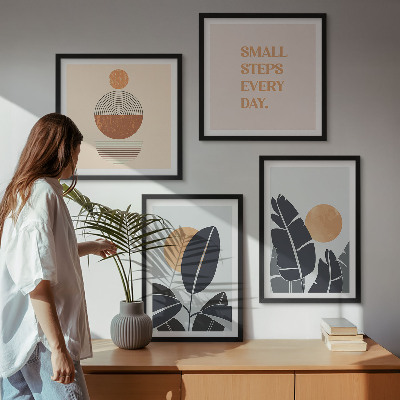 Tavelvägg med 4 tavlor Växtmönster stora minimalistiska solar