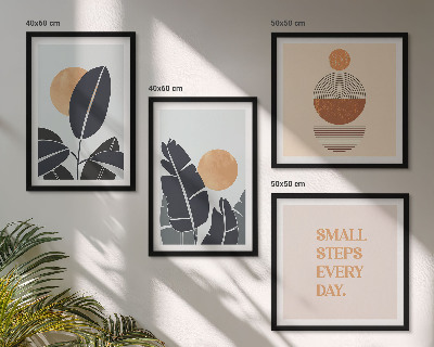 Tavelvägg med 4 tavlor Växtmönster stora minimalistiska solar
