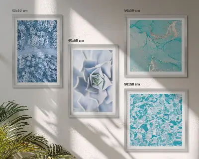 Vinterskog Blå blomma tavelvägg för placering ovanför soffa