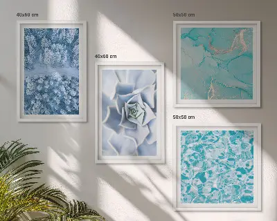 Vinterskog Blå blomma tavelvägg för placering ovanför soffa